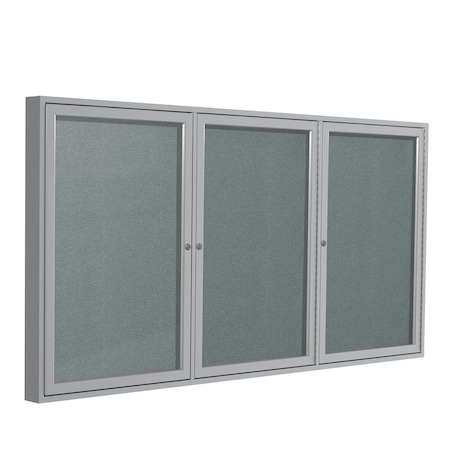 Ghent Enclosed Bulletin Board, 3 Door, Vinyl, 4 ft H x 6 ft W, Stone PA34872VX-199
